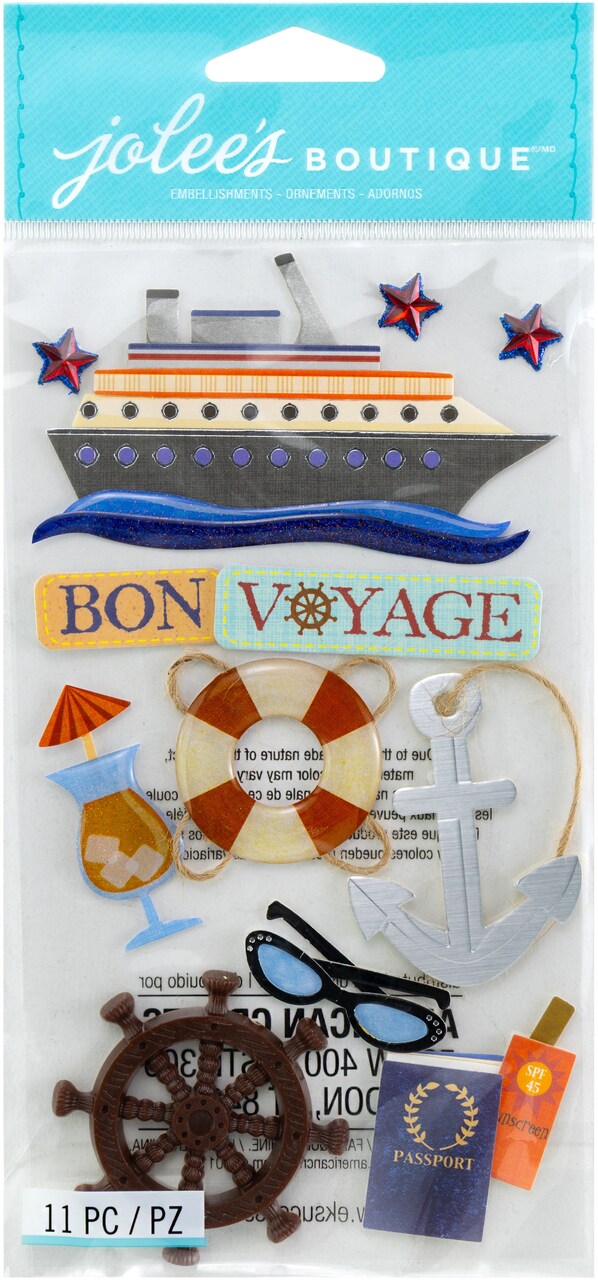 Jolee's Boutique Le Grande Dimensional Stickers - Bon Voyage, 11pcs